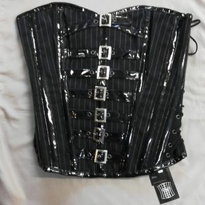 Burleska dominatrix overbust pinstripe Corset